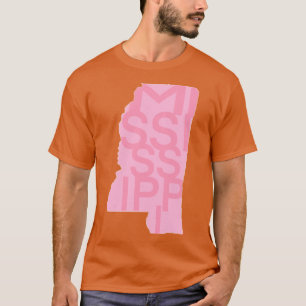 Two Tone Mississippi State Word Art Pink T-Shirt