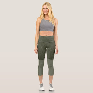 Two-Tone Moss Green Capri Leggings – Customisable