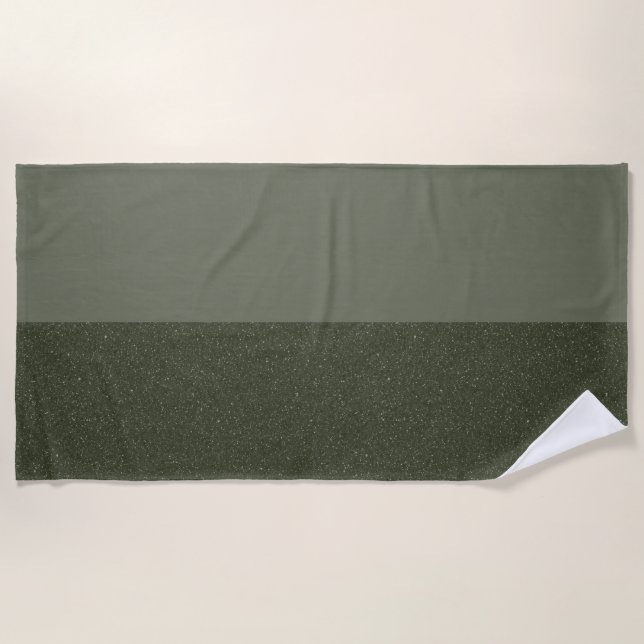 Two-Tone Moss Green Custom Beach Towel (Front)