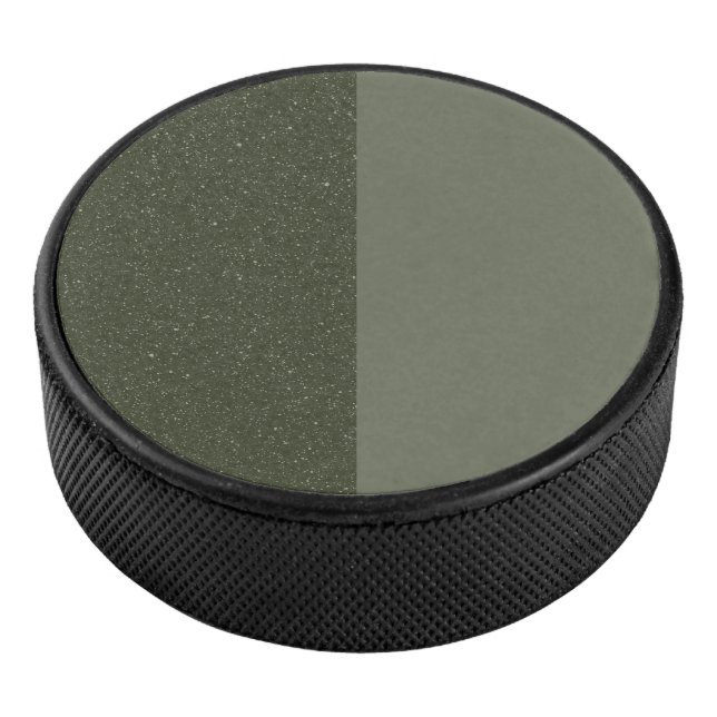 Two-Tone Moss Green Custom Hockey Puck (3/4)