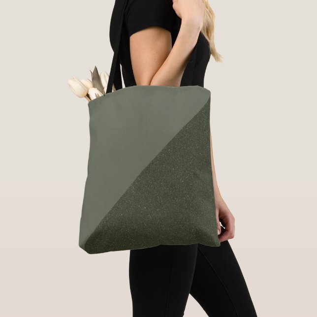 Two-Tone Moss Green Custom Tote Bag (Close Up)