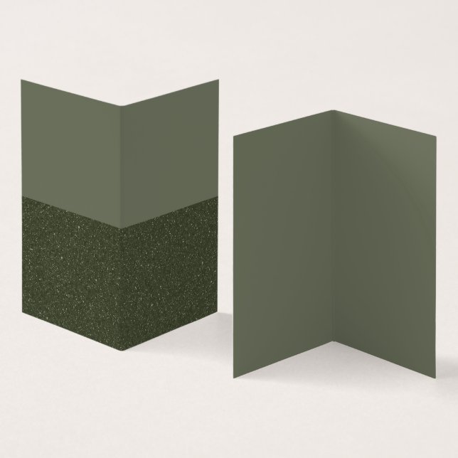 Two-Tone Moss Green Folded Business Card (Custom) (Inside and Outside)