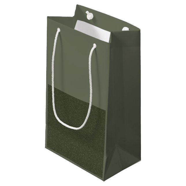Two-Tone Moss Green Gift Bag – Customisable (Front Angled)