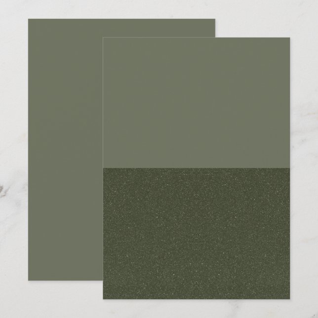 Two-Tone Moss Green Glitter Flat Advice Card (Front/Back)