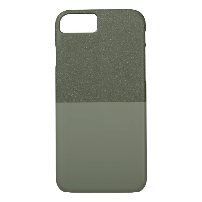 Two-Tone Moss Green Glitter & Matte iPhone Case (Back)