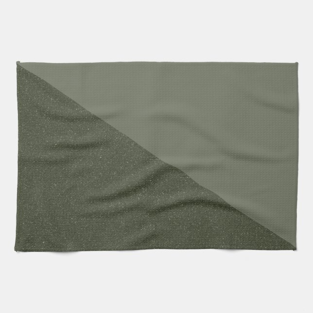 Two-Tone Moss Green Kitchen Towel (Horizontal)
