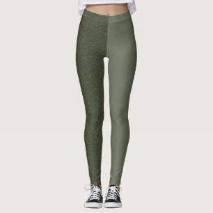Two-Tone Moss Green Leggings (Matte + Textured)