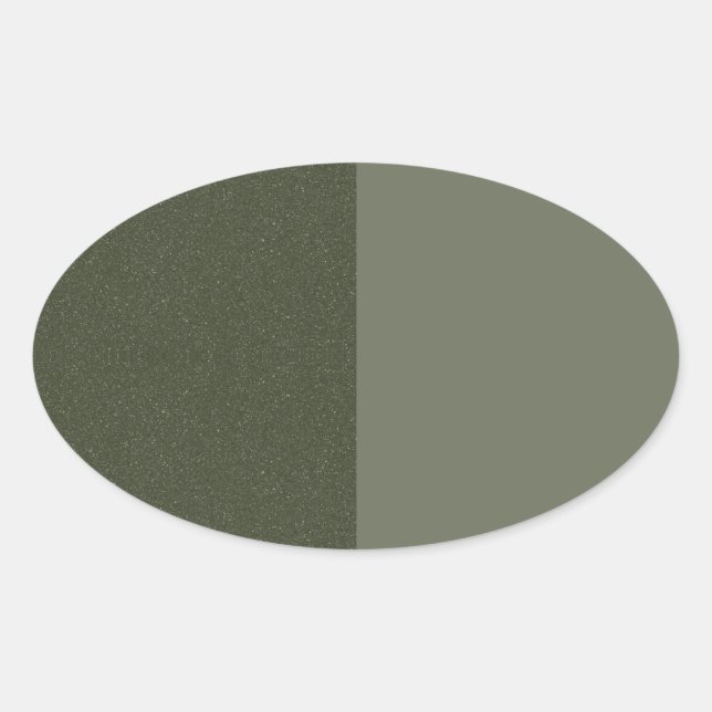 Two-Tone Moss Green Oval Sticker – Customisable (Front)