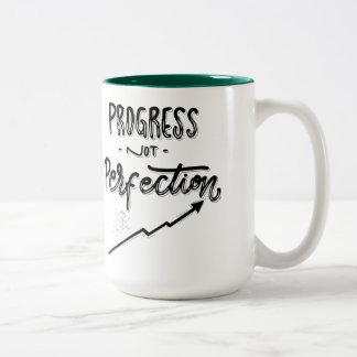 Two-Tone Mug, 15 oz Progress Not Perfection | Mini Coffee Mug