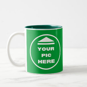 Two-Tone Mug - Add Image 11 oz White Hunter Green