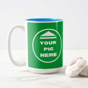 Two-Tone Mug - Add Image 15 oz White Light Blue