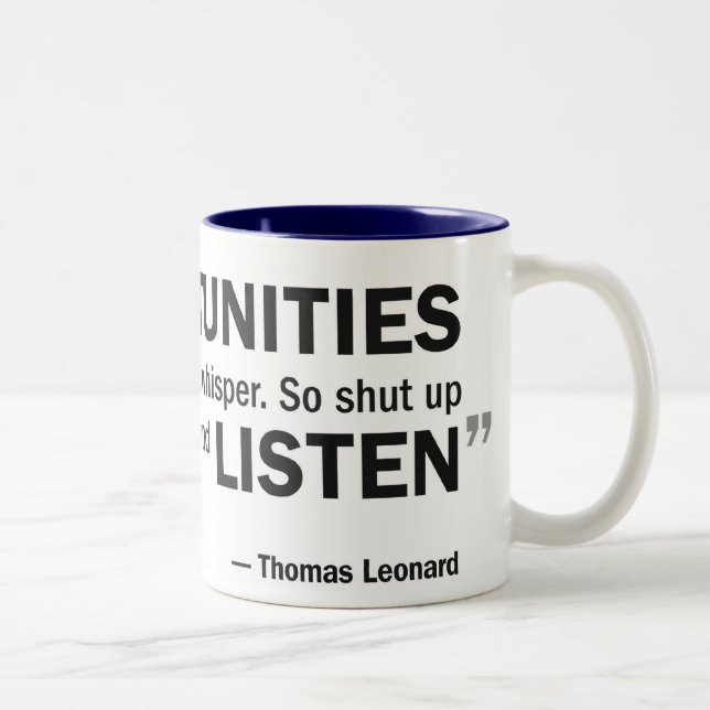 Two-tone mug - 'Opportunities don't knock...' (Right)
