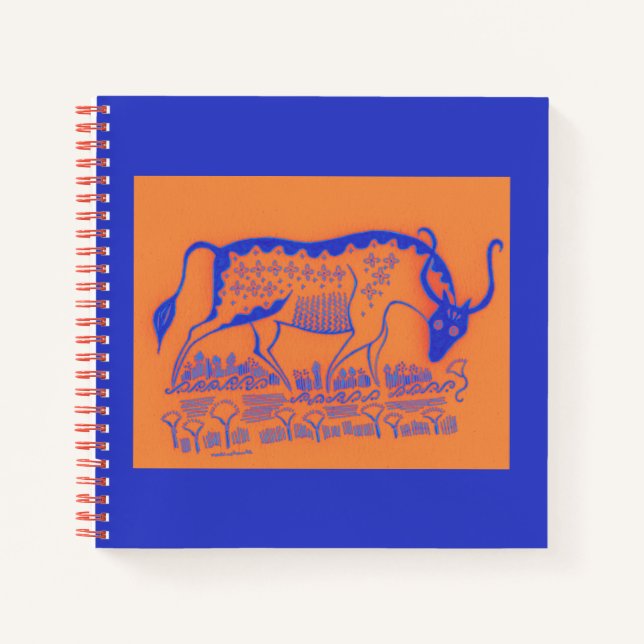 Two-Tone Mycenaean Greek Inspired Bull Notebook (Front)