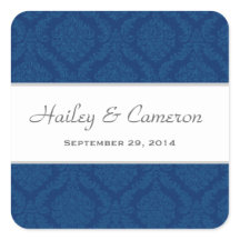Two Tone Navy Blue Damask  Wedding V16