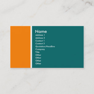 Two Tone (Orange and Teal Green) Business Card