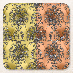 Two Tone Peach/Gold Silver Glitter Coasters