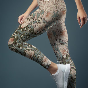 Two-Tone Pimpernel Dusty Pink & Teal Blue Morris Leggings