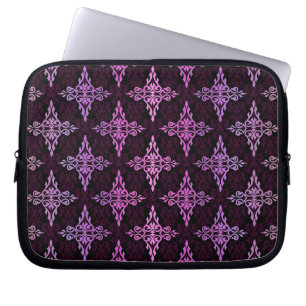 Two Tone Pink and Black Damask Laptop Sleeve