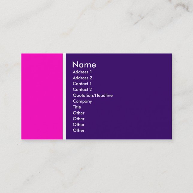 Two Tone (Pink and Deep Purple) Business Card (Front)