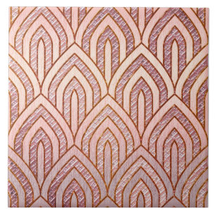 Two Tone Pink Art Deco Ceramic Tile