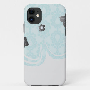 two tone pretty blue flower floral damask iPhone 11 case