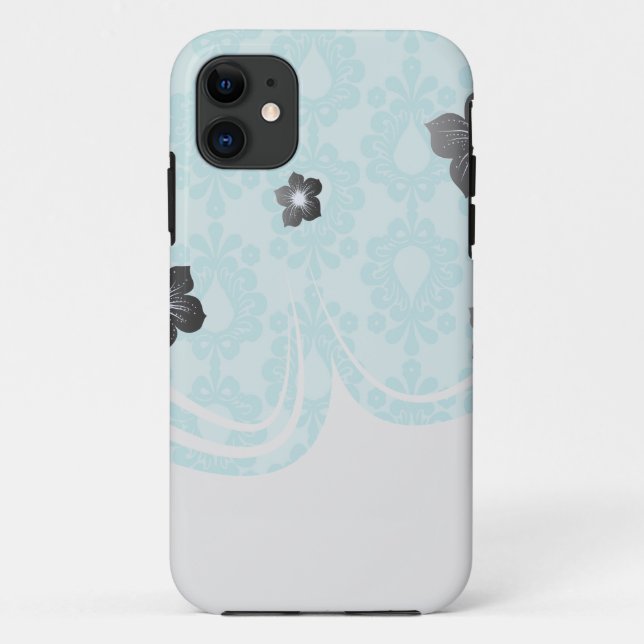 two tone pretty blue flower floral damask Case-Mate iPhone case (Back)