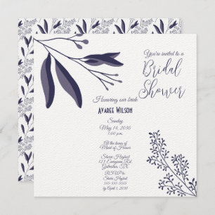 Two Tone Purple Folk Art Floral Shower Invitation