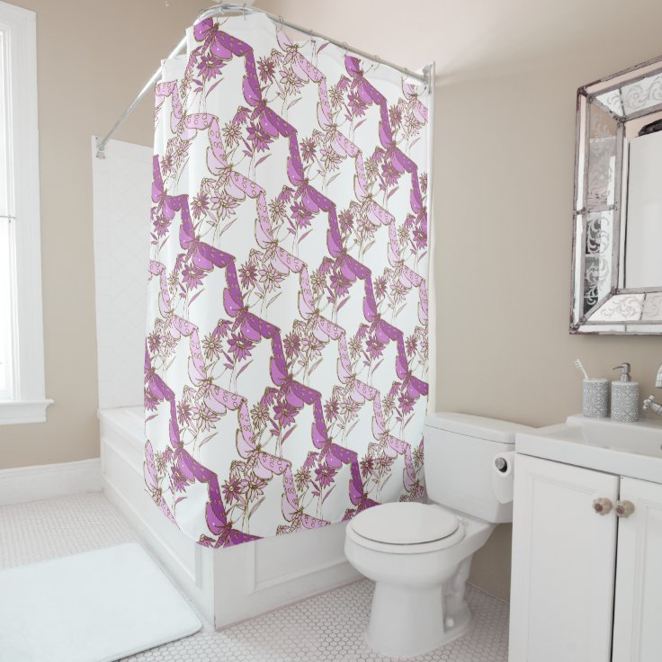Twotone purple, Pink and Gold Shower Curtain Zazzle