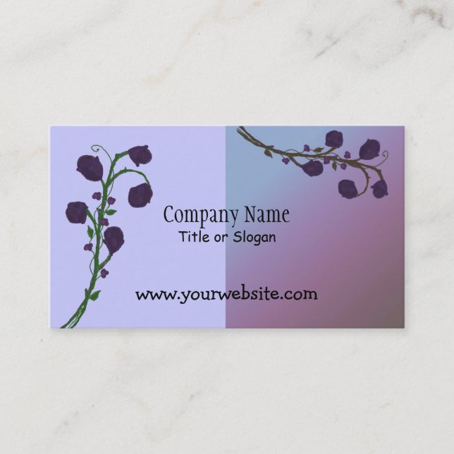 Two Tone Purple Rose Design Business Card (Front)