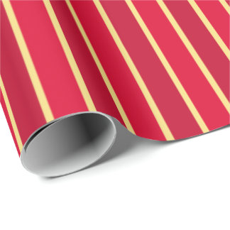 Two Tone Red and Gold Stripes Wrapping Paper