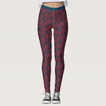 Two Tone Red Blue Tiger Stripe Pattern Gym Fitness