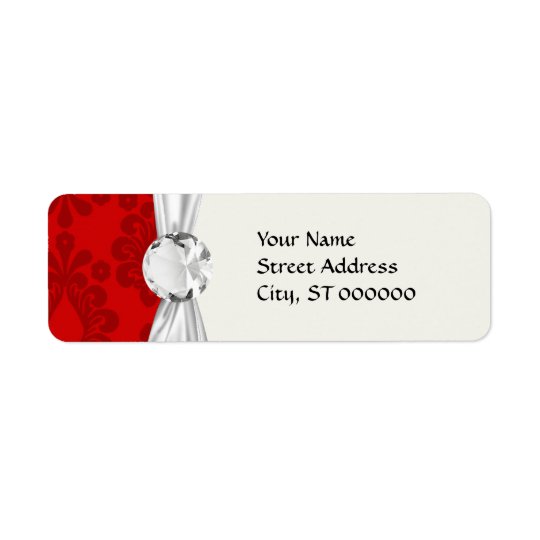 two tone red damask return address label