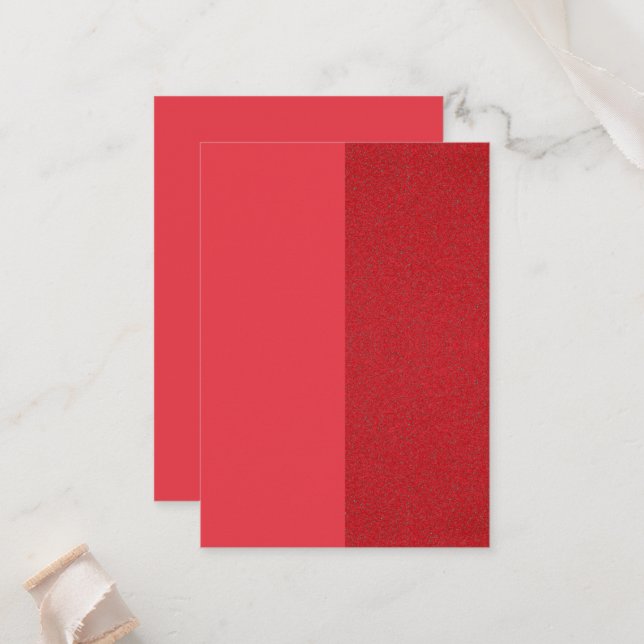Two-Tone Red Glitter Flat Place Cards – Customise (Front/Back In Situ)