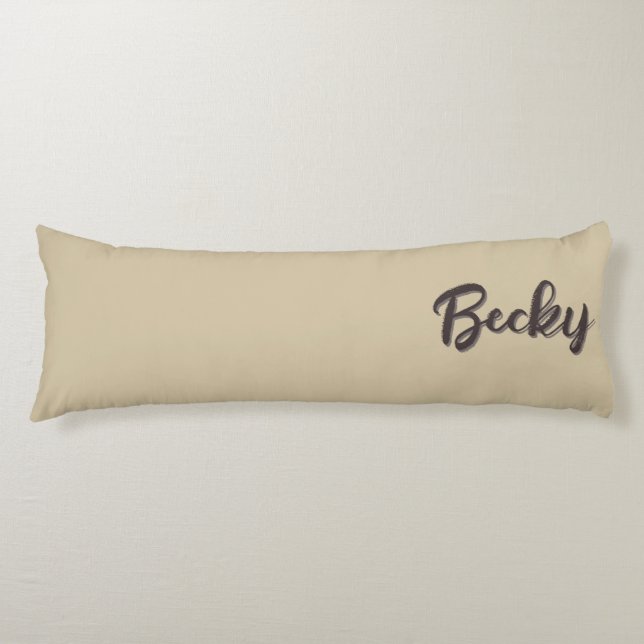 Two-Tone Sand Beige Modern Custom Name Body Cushion (Front)