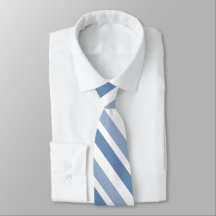 Two Tone Slate Blue Grey White Diagonal Stripes Tie