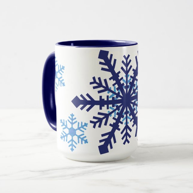 Two Tone Snowflakes Mug (Front Left)