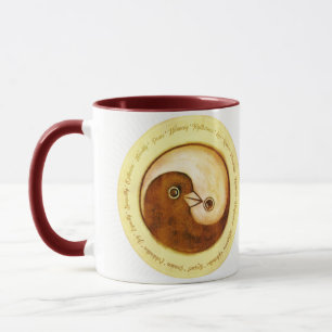 Two tone styled mugYin Yang peace doves Mug