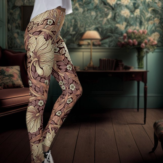 Two-Tone Yoga Dusty Rose William Morris Leggings (Creator Uploaded)