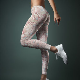 Two-Tone Yoga Vintage Cyan Magenta William Morris Leggings