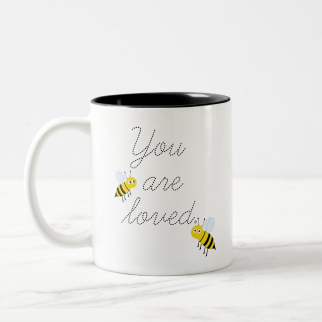 Two-Tone You Are Loved Honey Bees Mug (Left)