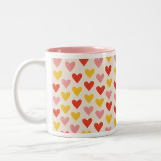 Two-Toned Hand-Drawn Pink Hearts Coffee Mug