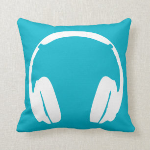 Two-Toned Headphone Pillow (White/Teal/Black)
