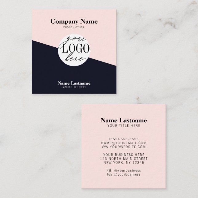 Two Toned Modern Logo Square Business Card (Front/Back)