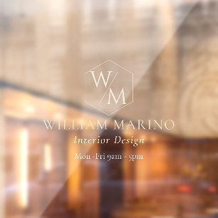 Two-toned Pale Gold Minimalistic Monogram Window Cling