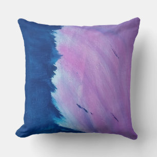 Two Toned Pink and Blue Abstract Pillow