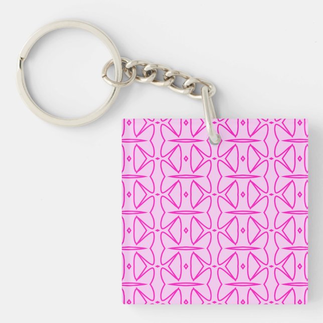 Two Toned Pink Pattern Acrylic Keychain (Front)