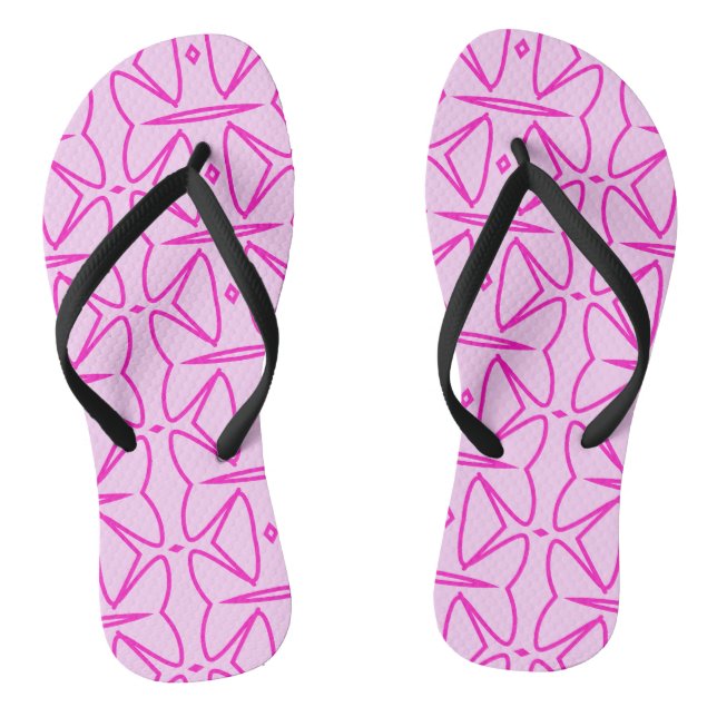 Two Toned Pink Pattern Flip Flops (Footbed)