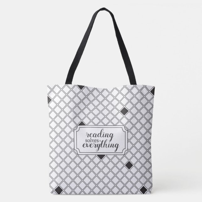 Two Toned Reading Solves Everything Tote Bag (Back)