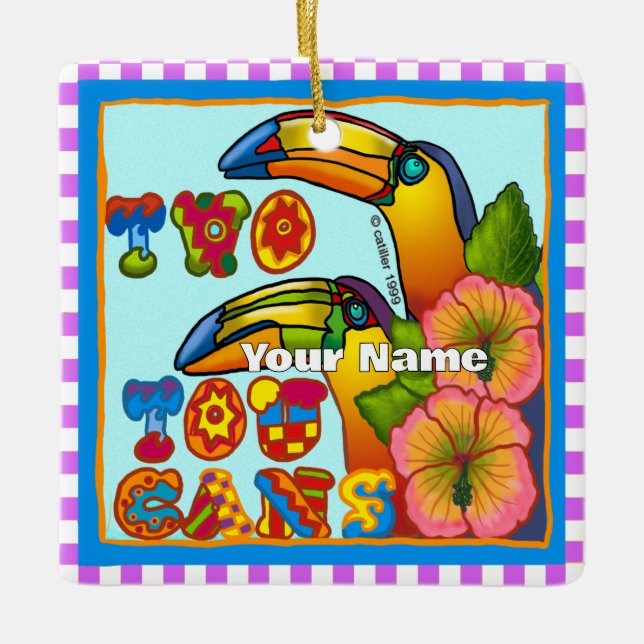 Two Toucans Ceramic Ornament (Front)
