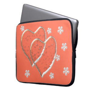 two transparent hearts,romantic wedding laptop sleeve